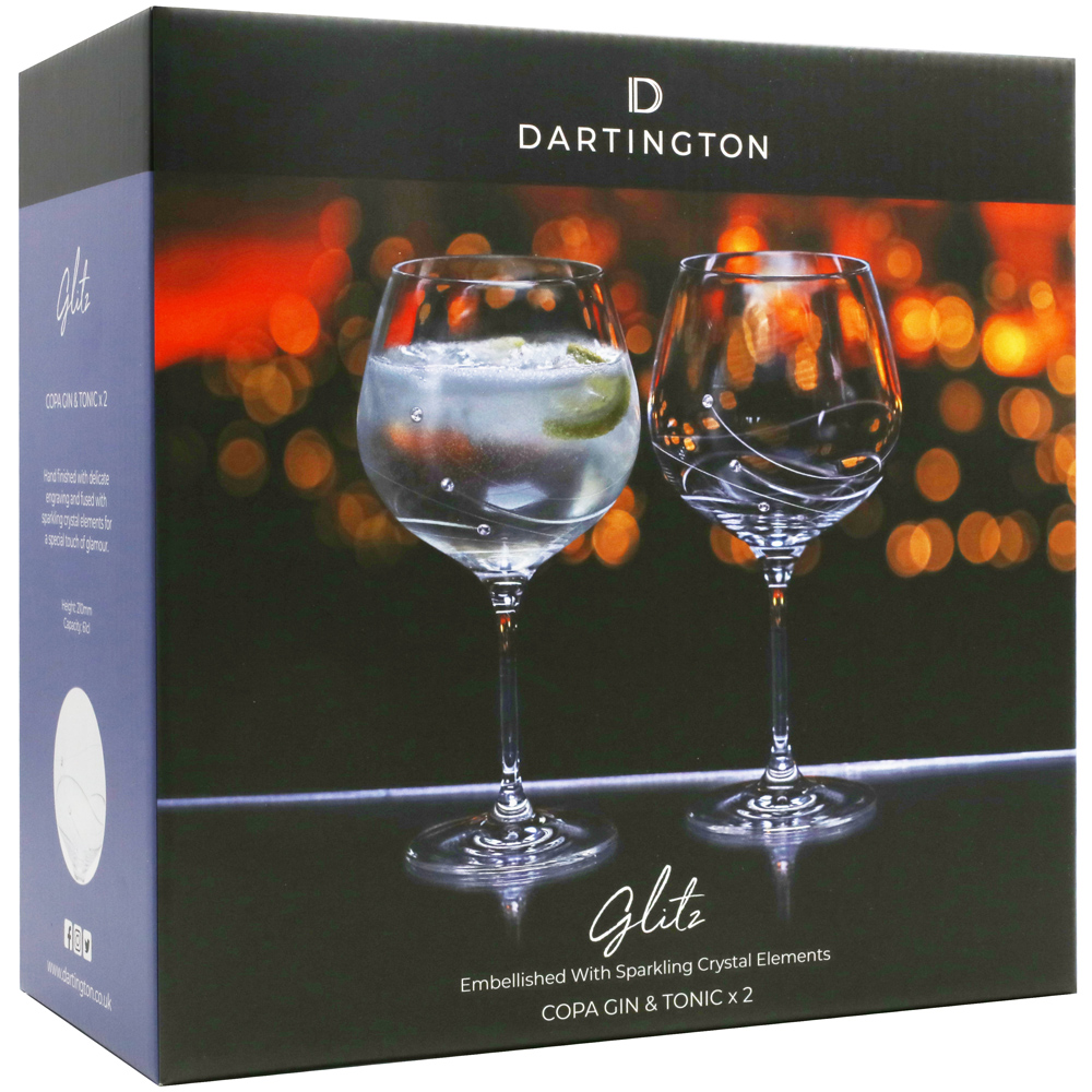 Dartington Crystal Glitz Gin & Tonic Copa Glasses Set of 2 Gift Boxed