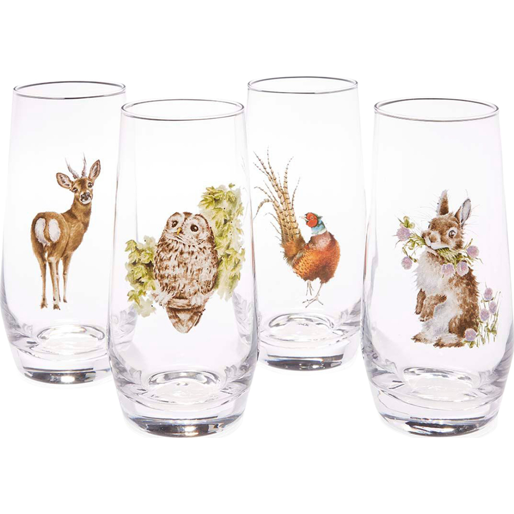 Wrendale Designs Animal Highballs Set of 4 Glasses 540ml Gift Royal Worcester