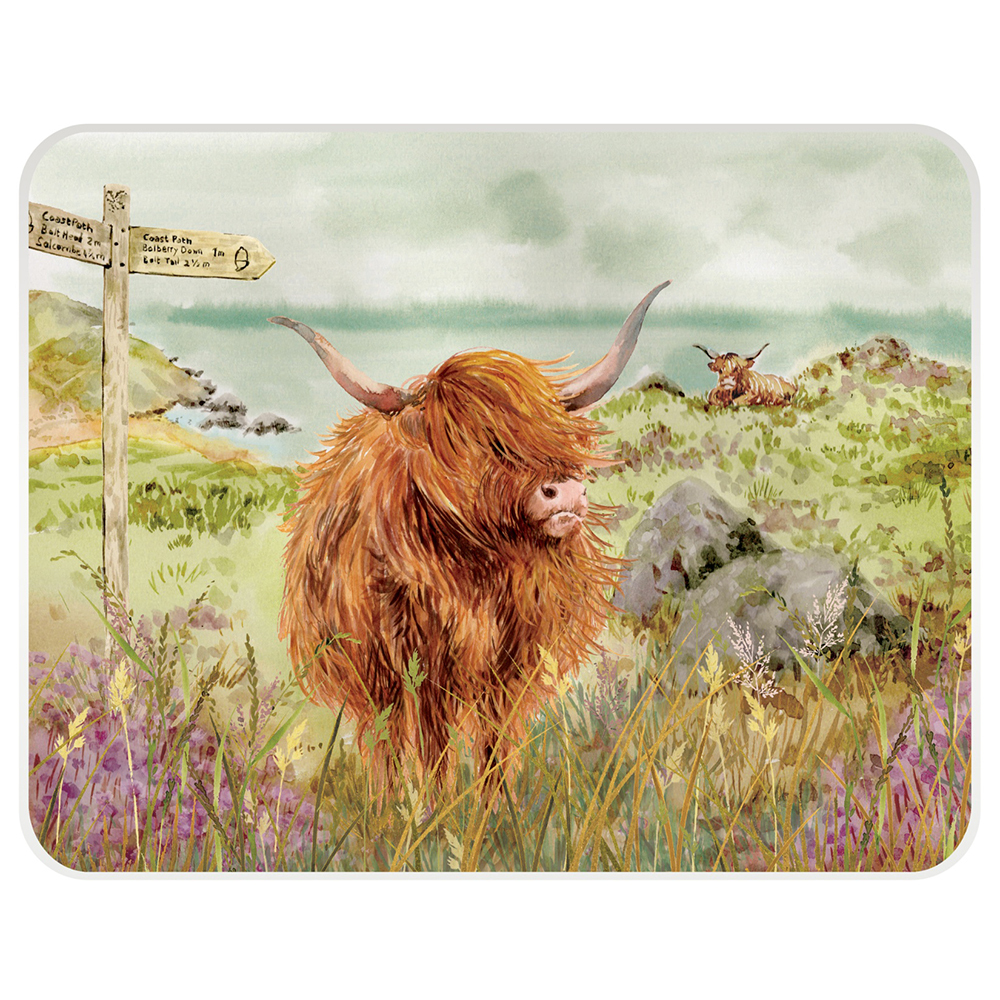 Tuftop National Trust Highland Cattle Medium Worktop Protector Glass UK