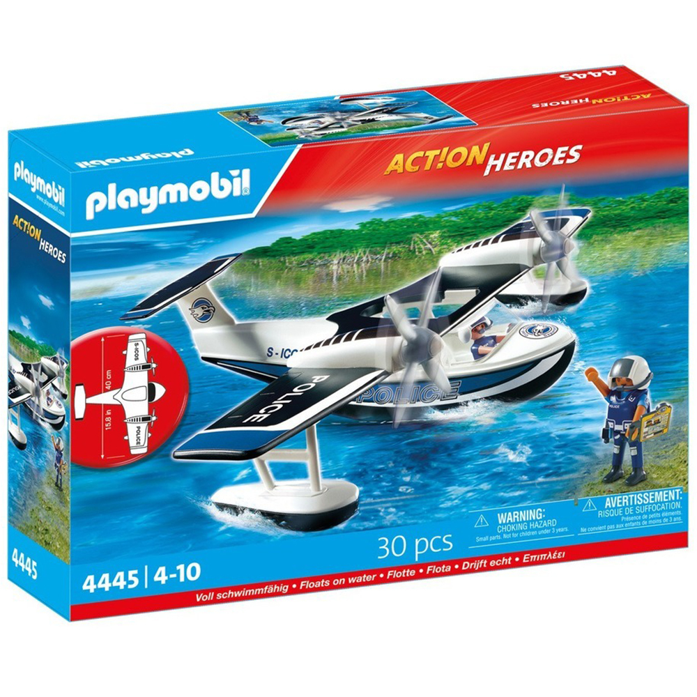 Playmobil Action Heroes Police Seaplane Floating Playset 4445 Wingspan 16""